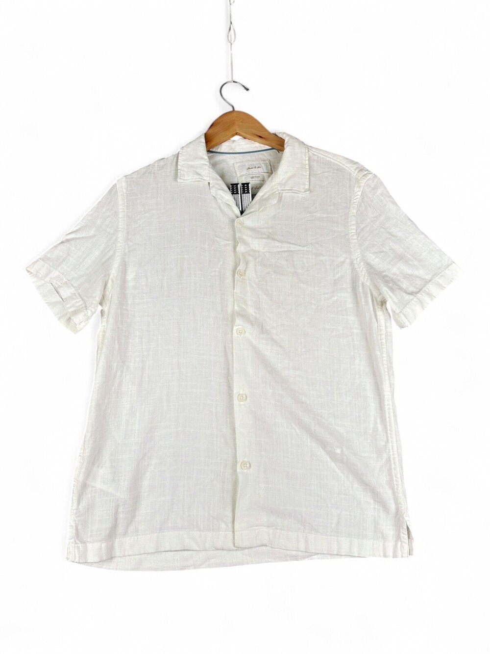 Porter and Ash Short Sleeve Linen-Blend Button Down Shirt S